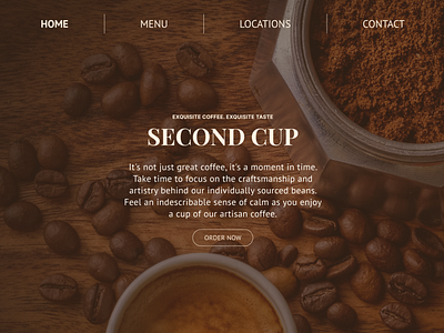 Landing page for a Cafe