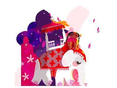 Saumyi And The Stars children childrens books dream elephant girl illustration illustrator india stars texture