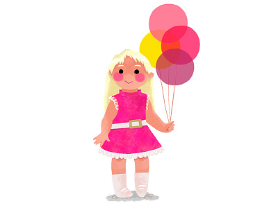 Nanette balloon children dress girl mid century modern party pink retro rosy