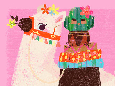 Happy Birthday, Beautiful! cactus colourful blankets frida kahlo llama llama birthday card mexican flowers mexico peru south america