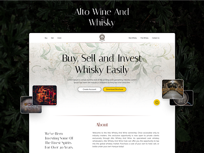 Website Design: Alto Wine And Whisky alcohol ancient branding design finance green hero illustration investment landing page minimal old sections simple traditional ui ux vector whisky wine