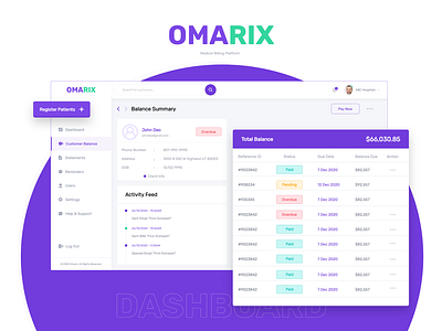 Dashboard Design: OMARIX Medical Billing Platform