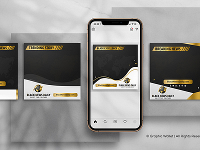 Black News Daily - Instagram Stories branding design graphic design graphicwallet illustration logo typography ui ux vector