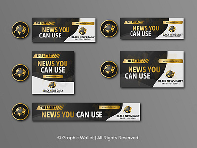 Black News Daily - Social Media Kit 3d animation branding design graphic design graphicwallet illustration logo typography ui ux vector