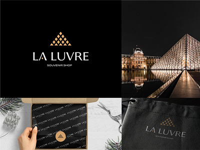 La luvre-souvenir shop branding graphic design logo louvre premium pyramid triangle vector