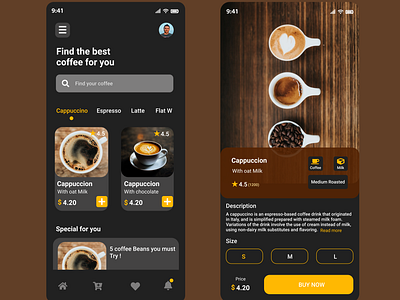 coffee app ui design app app design branding coffee design graphic design mobile app ui ui design user experience user interface ux