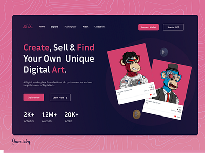 NFT HERO PAGE design landing page motion graphics nft ui ui design user experince user interface ux website