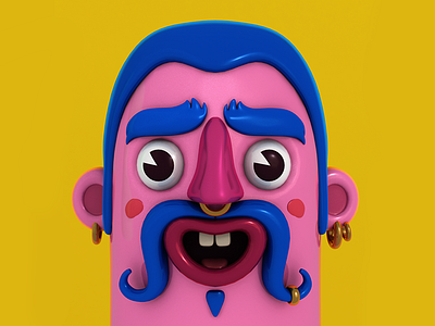 shader test 3d 3d art character design design face illustration mustache render shader sivan baron