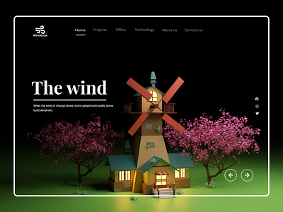 The wind mill 3d art 3d artist 3darchitechture 3dart 3duidesign blender3d home illustration lowpoly3d photoshop trending ui design uidesign uiux