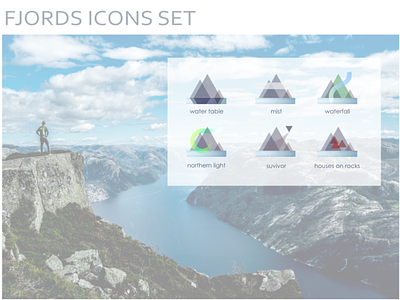 Icon set fjord theme design icon illustration ui ux web website