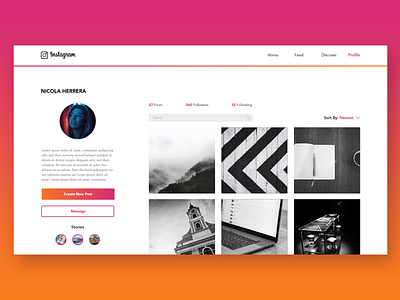 Instagram Web Rebrand app branding design minimal typography ui uidesign web webdesign website