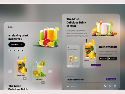 GlassMorphism , Beverage Web / Mobile Design