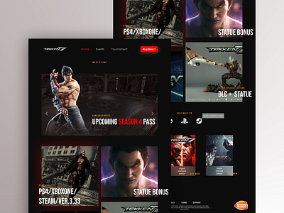 Gaming web Landing Page - tekken 7 card clean gaming landing page responsive simple ui web website