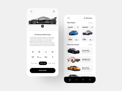 Car rental app UI app design figma product rental app ui ux