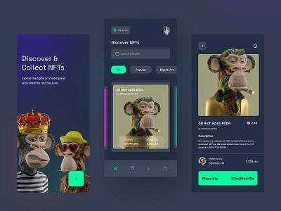 NFT Marketplace mobile app UI app figma mobile nft ui ux