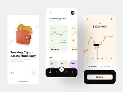 Cryto wallet mobile app UI