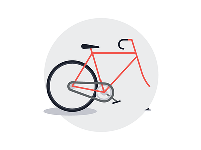 Something's Missing! bicycle bike design flat design illustration minimal red san francisco shadow