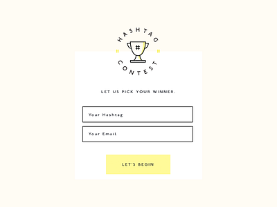 Website Form contest flat design form hashtag illustration trophy uiux website yellow