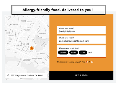 Daily UI Challenge #001 dailyui delivery flat food form map minimal sign up simple ui ux