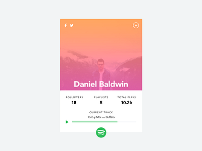 Daily UI Challenge #006 card dailyui flat gradient material minimal music player profile spotify ui user