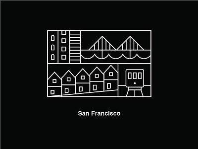 Hello, San Francisco golden gate bridge helvetica illustration line drawing minimal minimalism minimalist painted ladies san fran san francisco sf trolley