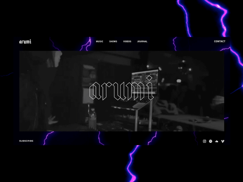 WIP ⚡️ black blackletter dark goth layout lightning music music producer portfolio purple ui website
