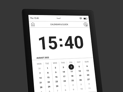 Calendar Application app blackandwhite bw calendar clean date design e ink e ink ereader minimal ui ux