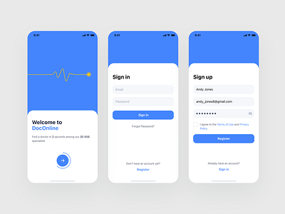 Sign In Screens for Doctor Appointment Mobile App by MDesign on Dribbble