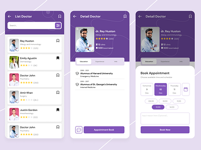 Hospital App : Book Appointment System app appointment booking desain uiux hospitall app mobile purple you ui ux