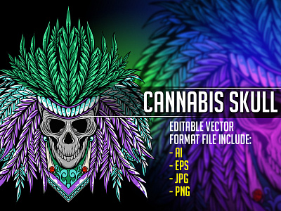 CANNABIS SKULL cannabis design illustration leaf packaging skull vector