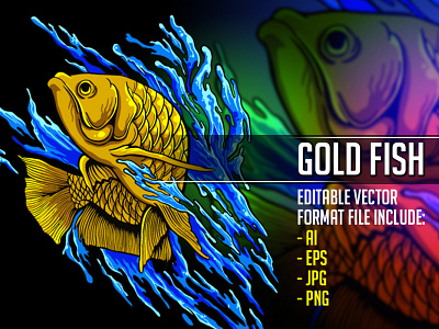 GOLDEN FISH art artwork blue fish fishing golden koi koi liquids packaging design sea spring vape vector water