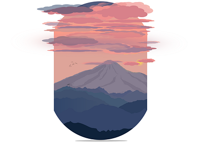 Mountain Sunset flat design landscape landscape illustration mountain