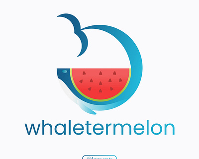 Whale + Watermelon Logo brand identity branding color full design graphic design identity illustration inkscape logo logo cartoon logo type logo watermelon logo whale