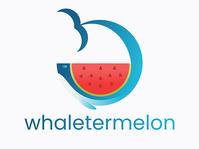 Whale + Watermelon Logo brand identity branding color full design graphic design identity illustration inkscape logo logo cartoon logo type logo watermelon logo whale