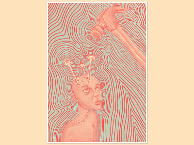 migraine. design flat hammer illustration illustration art illustrator migraine minimal pain pastel pastel colors pink vector