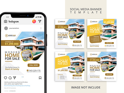 Home House Banner For Sale Real Estate Mockup Template