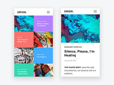 Orion Magazine Mobile exploration magazine mobile stories typography ui