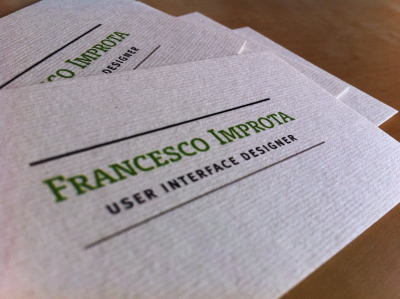 Hello! It's myself business cards green paper white