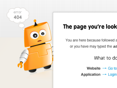 Oops, this is an error 404 clean orange robot