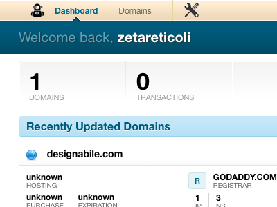 Robodomain Dashboard application dashboard ui web