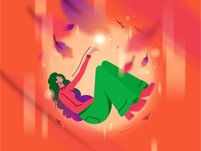 Dreamer. Fall bright dreams dribbble fairy tale flat girl hello autumn hopes illustration inspiration leaves magic memories people person sadness vector young