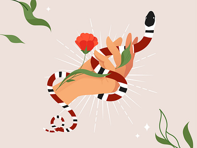 Snake maize runner in hand 2021 beauty dribbble elegance femininity flat flowers hands illustration maize snake people python snake snake in hand vector