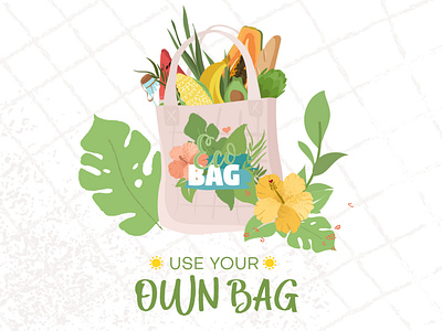 eco shopping bag. Zero waste, plastic free concept. Colored tren eco friendly