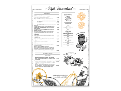 Speisekarten Entwurf für das Cafe Sonnenland