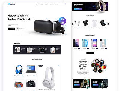 Pecart - Shopping store landing page Web UI branding design ecommerce design electronic illustration landing page design page design shop shopping store ui ux web webdesign