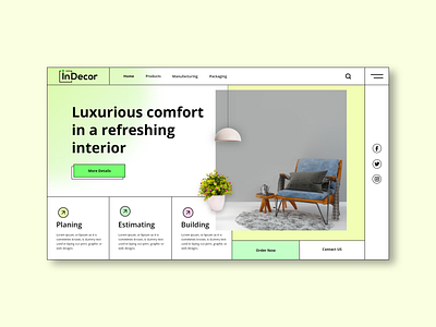 Indecor - Interior Design website Banner UI Design