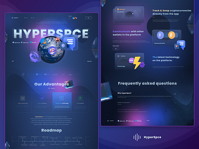 HYPERSPCE - Crypto Website Landing Page binance bitcoin blockchain clean crypt crypto wallet crypto website cryptocurrency dark ethereum exchange finance landing page landingpage template trading ui ux webdesign website