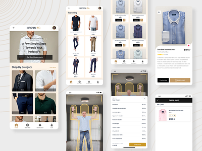 E-Tailor - Online Measurement & Shopping app branding clothing design ecommerce freebie illustration logo marketplace mobile app mobile ui shopping shopping app tailor trending ui ui design uidesign uiux user interface ux