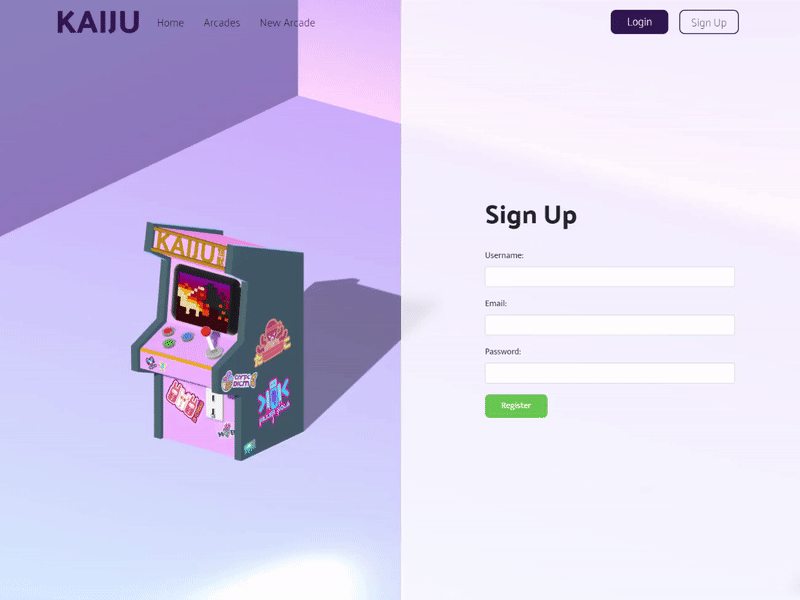 3D animated sign-up page for an arcade website 3d 3d animation 3d art 3d artist 3d modeling animation arcade arcade game branding design illustration sign up signup ui ux web website