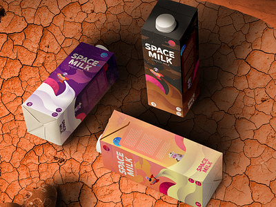 SPACE MILK ON MARS! brand branding illustration logo packaging design